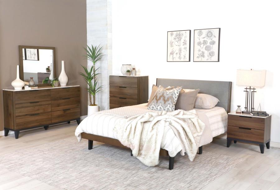 (image for) Mays Wood Queen Panel Bed Walnut