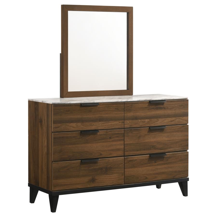 (image for) Mays 6-drawer Dresser with Mirror Walnut