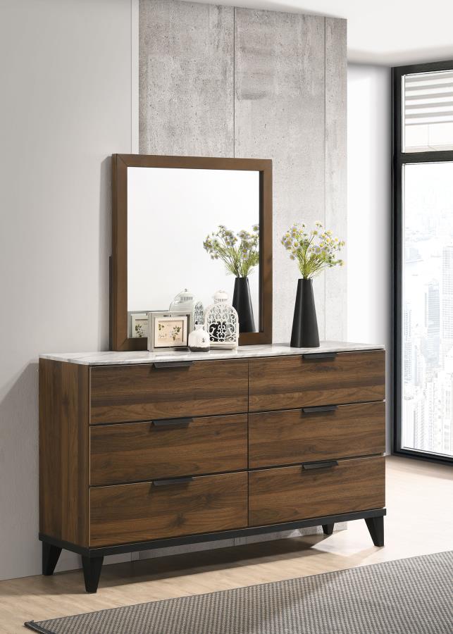 (image for) Mays 6-drawer Dresser with Mirror Walnut