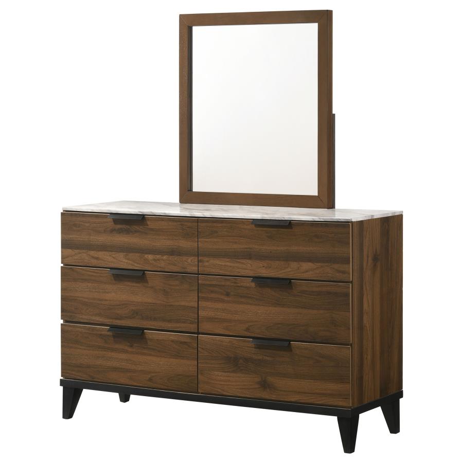 (image for) Mays 6-drawer Dresser with Mirror Walnut