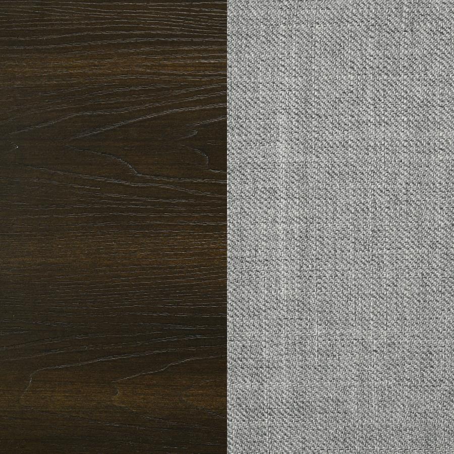 Atlas 63-inch Queen Upholstered Panel Bed Grey and Dark Oak