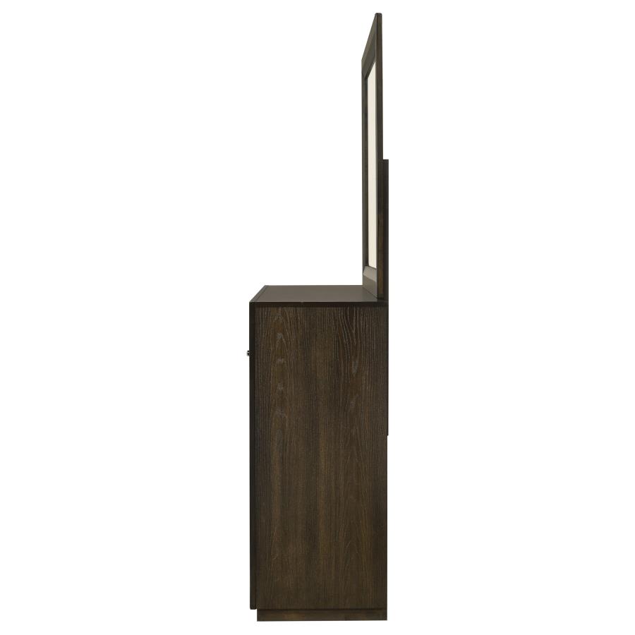 Atlas 7-drawer Bedroom Dresser and Mirror Set Dark Oak