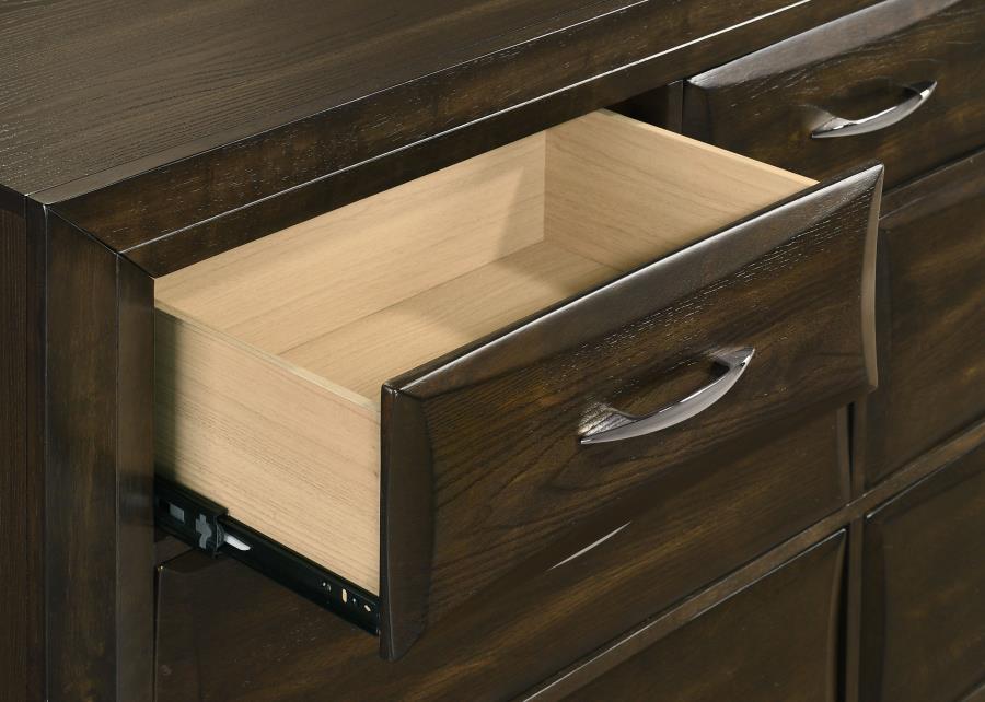 Atlas 7-drawer Bedroom Dresser and Mirror Set Dark Oak