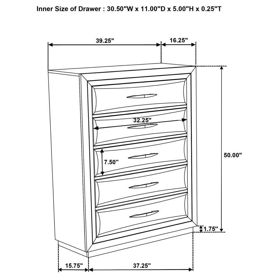 Atlas 5-drawer Bedroom Chest of Drawers Dark Oak
