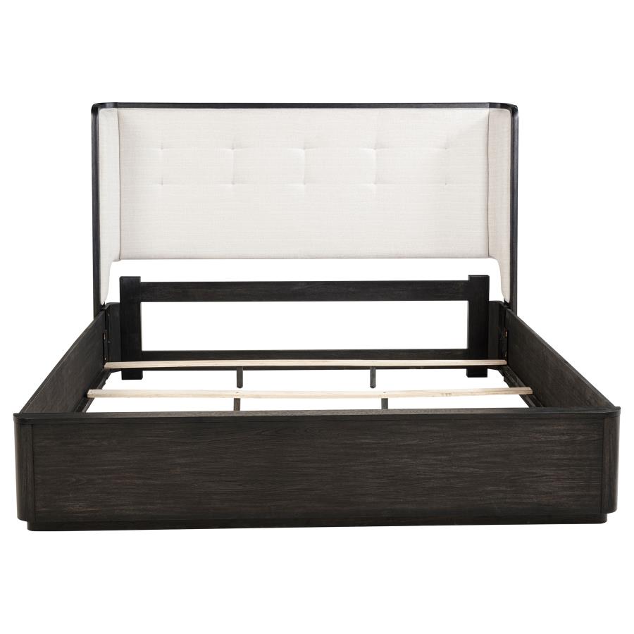 Leandro 55-inch Eastern King Wingback Bed Burnished Black