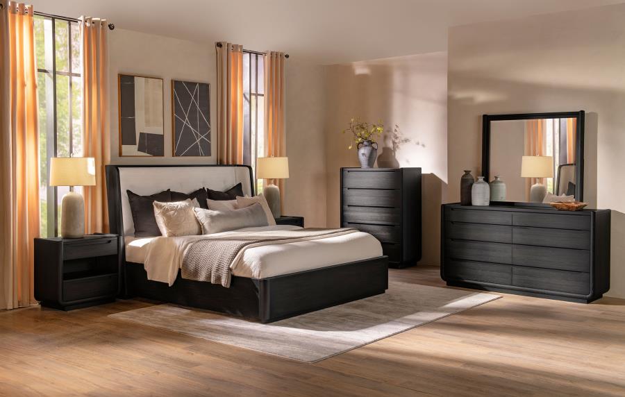 Modal Additional Images for Leandro 55-inch Queen Wingback Bed Burnished Black