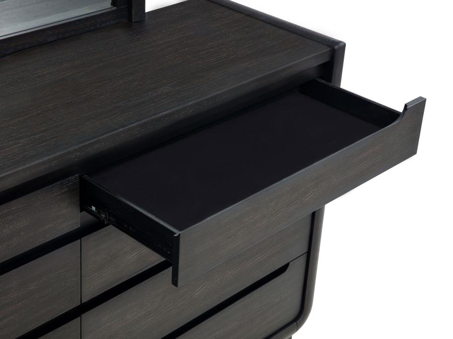 Leandro 8-drawer Bedroom Dresser with Mirror Burnished Black