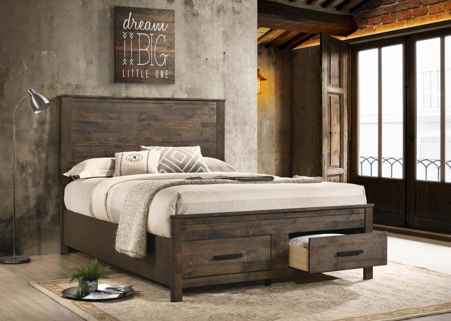 (image for) Woodmont Eastern King Storage Bed Rustic Golden Brown