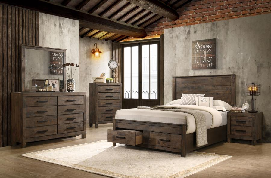 (image for) Woodmont Eastern King Storage Bed Rustic Golden Brown