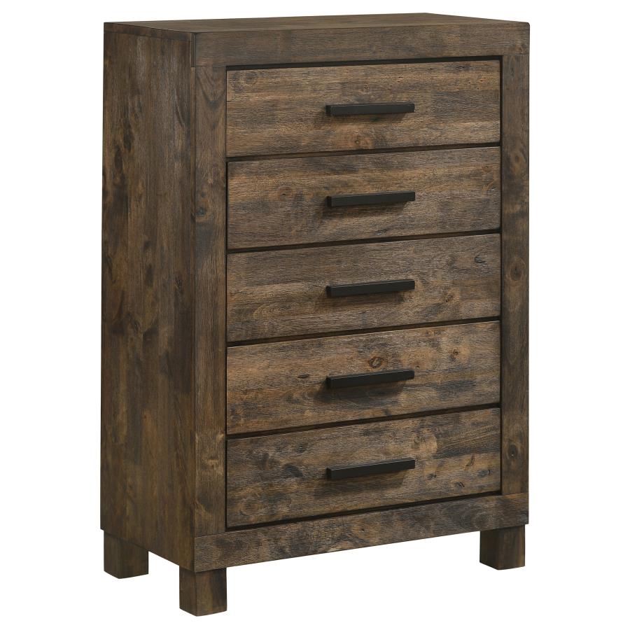 (image for) Woodmont 5-drawer Bedroom Chest Rustic Golden Brown - Click Image to Close