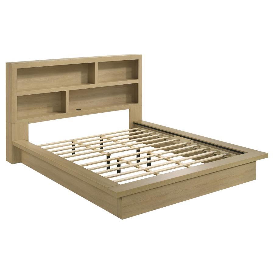 (image for) Hendricks California King Bookcase Headboard Platform Bed Light Oak