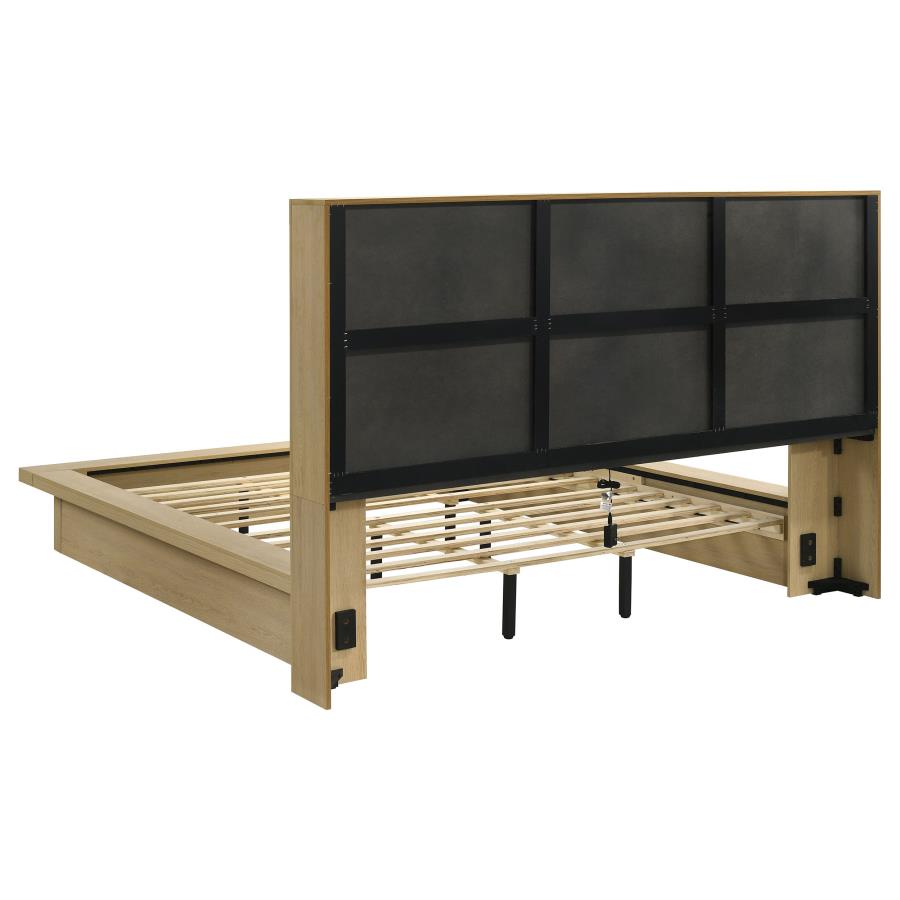 Hendricks California King Bookcase Headboard Platform Bed Light Oak
