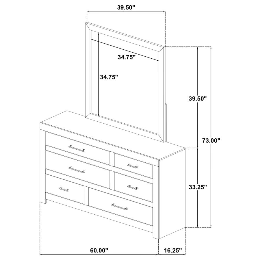 Modal Additional Images for Hendricks 6-drawer Bedroom Dresser and Mirror Light Oak