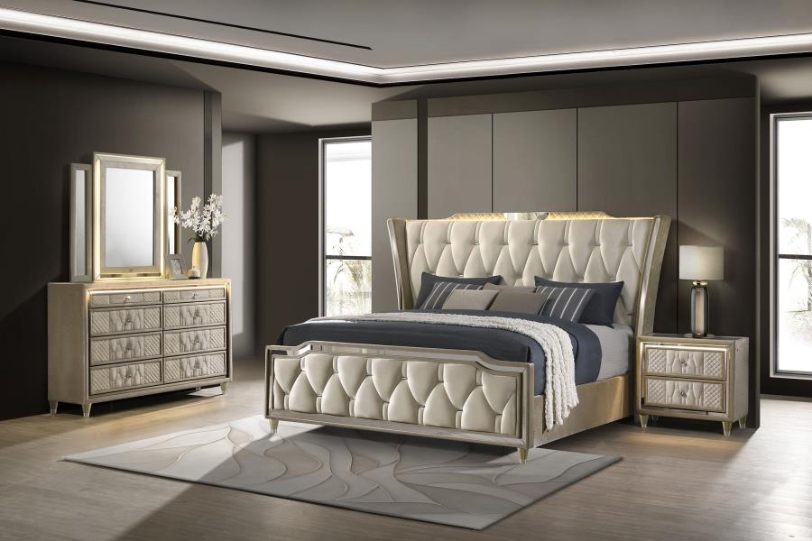 (image for) Lorient 4-piece Queen Bedroom Set Ivory and Camel