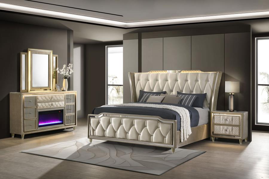 (image for) Lorient 4-piece Queen Bedroom Set Ivory and Camel