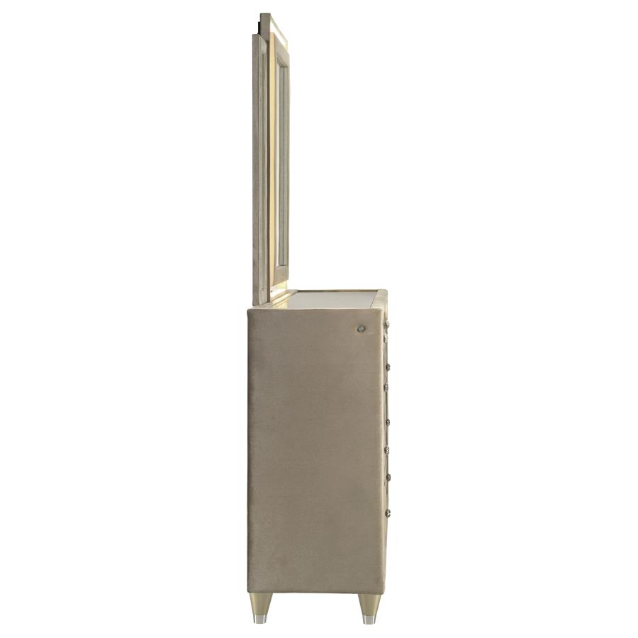 Lorient 8-drawer LED Dresser with Mirror Ivory and Camel
