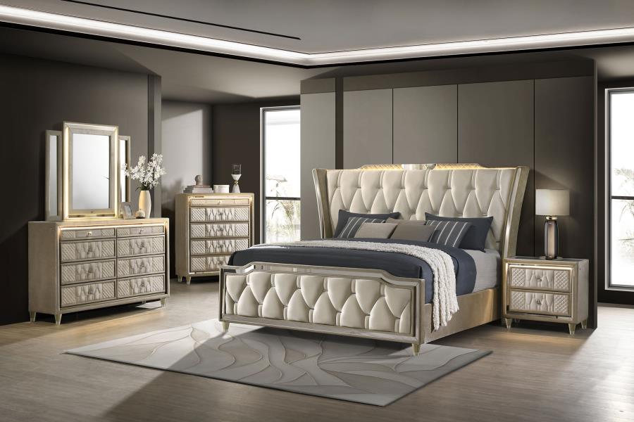 Modal Additional Images for Lorient 8-drawer LED Dresser with Mirror Ivory and Camel