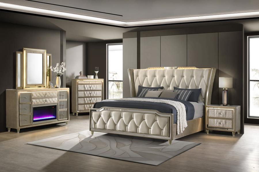 Modal Additional Images for Lorient 5-drawer LED Chest of Drawers Ivory and Camel