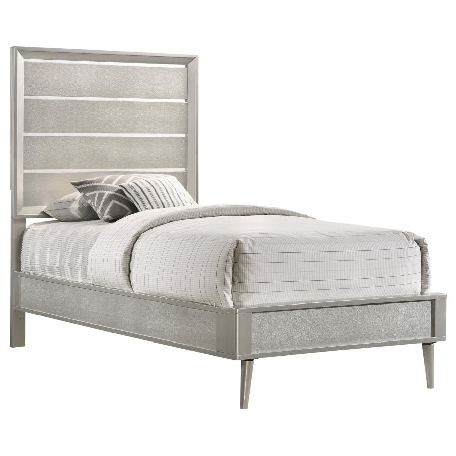 (image for) Ramon Wood Twin Panel Bed Metallic Sterling