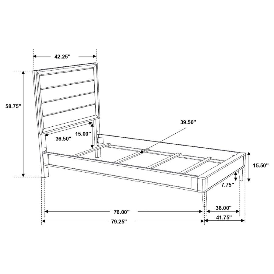 (image for) Ramon Wood Twin Panel Bed Metallic Sterling