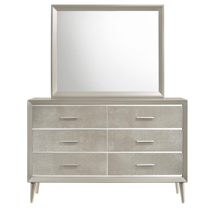 (image for) Ramon 6-drawer Dresser with Mirror Metallic Sterling