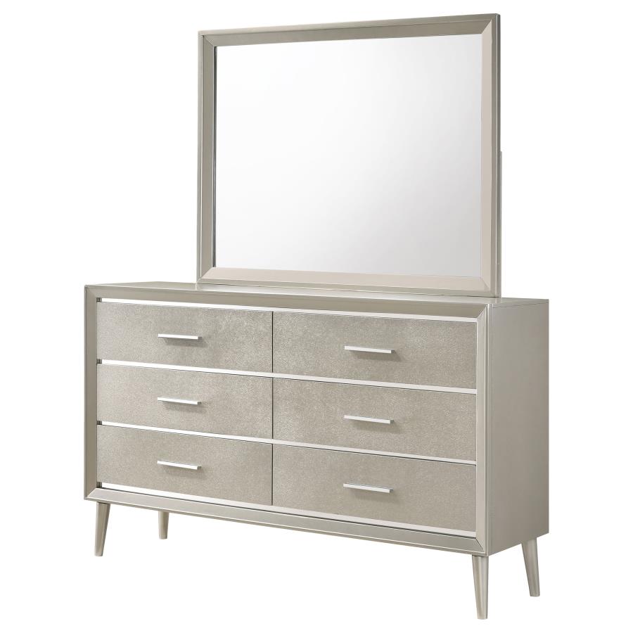 (image for) Ramon 6-drawer Dresser with Mirror Metallic Sterling