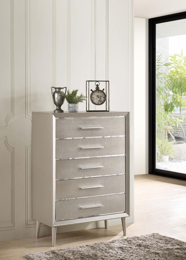 (image for) Ramon 5-drawer Bedroom Chest Metallic Sterling