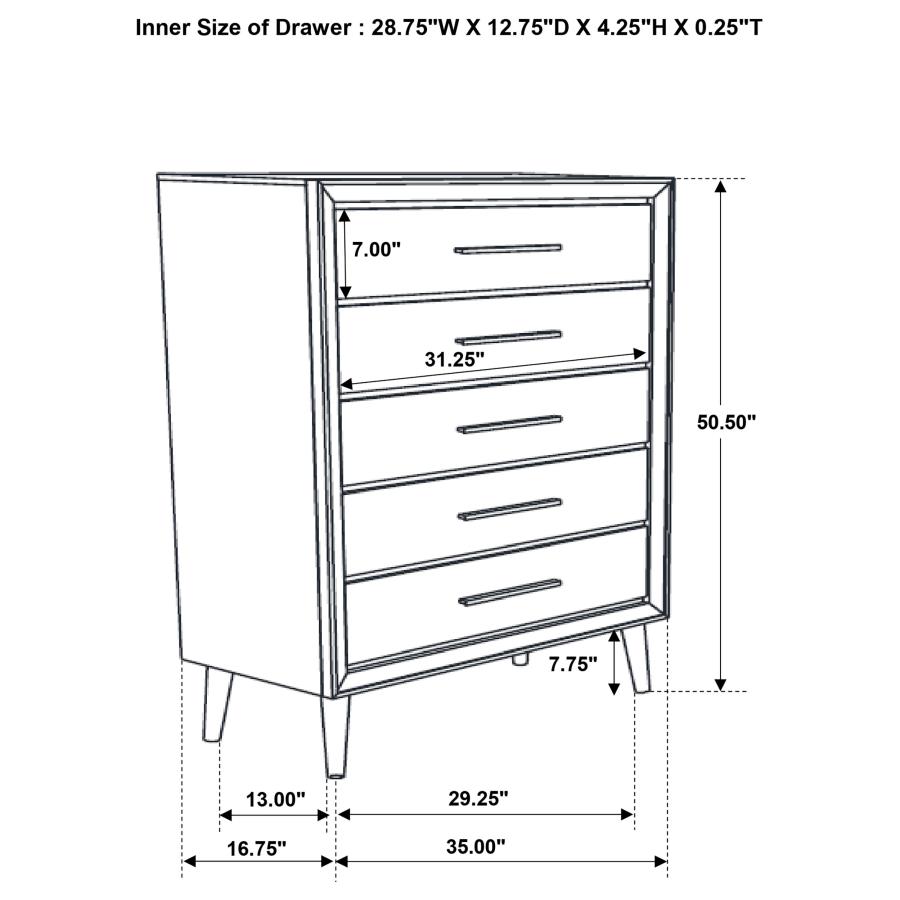 (image for) Ramon 5-drawer Bedroom Chest Metallic Sterling