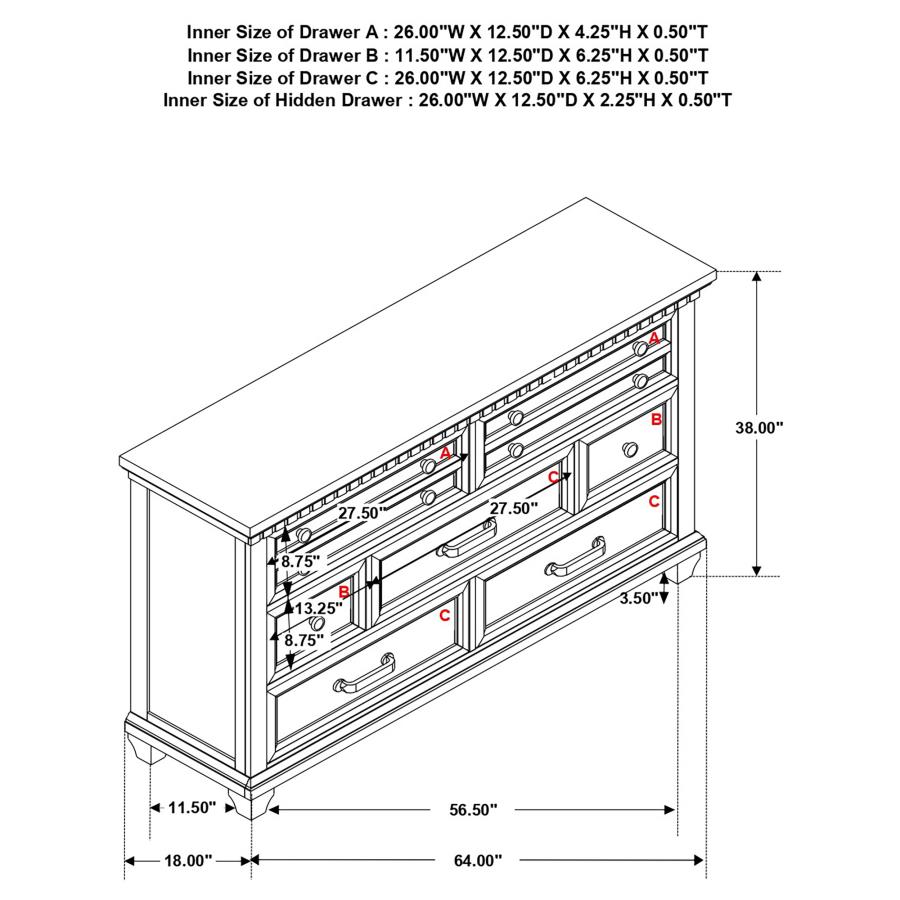 (image for) Bennington 7-drawer Dresser Acacia Brown