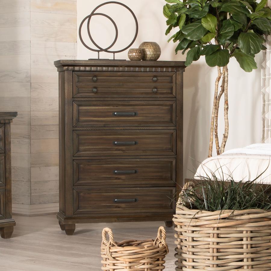 (image for) Bennington 5-drawer Bedroom Chest Acacia Brown