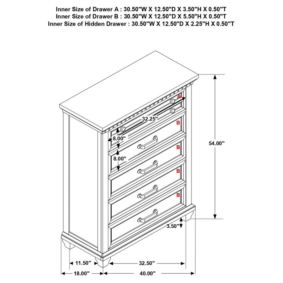 (image for) Bennington 5-drawer Bedroom Chest Acacia Brown