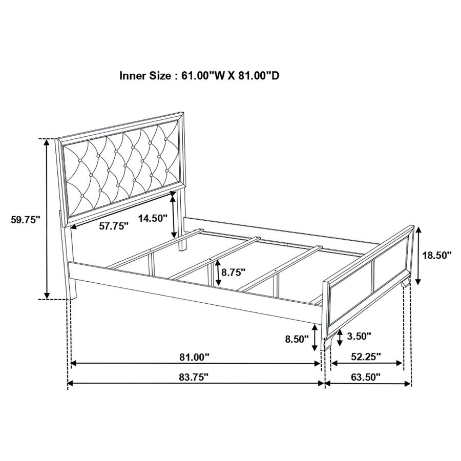 (image for) Salford Wood Queen Panel Bed Metallic Sterling 