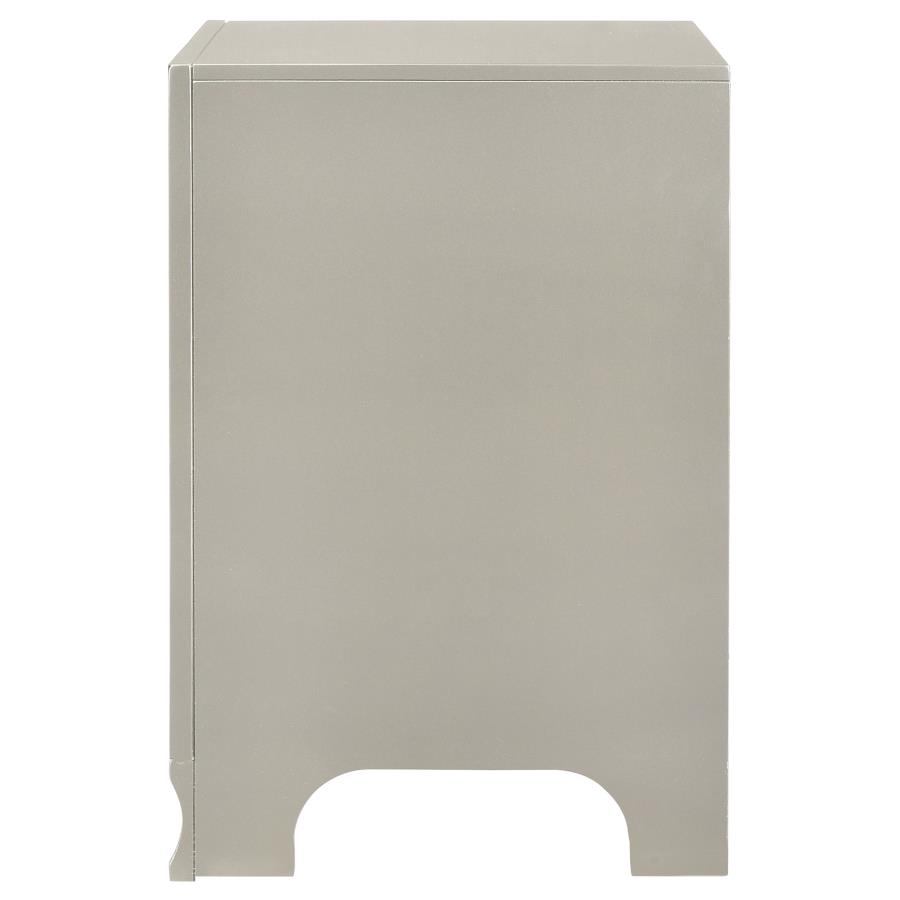 (image for) Salford 2-drawer Nightstand Metallic Sterling