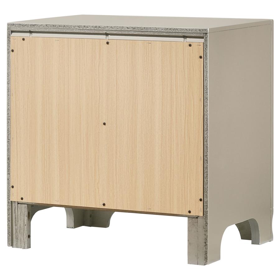 (image for) Salford 2-drawer Nightstand Metallic Sterling