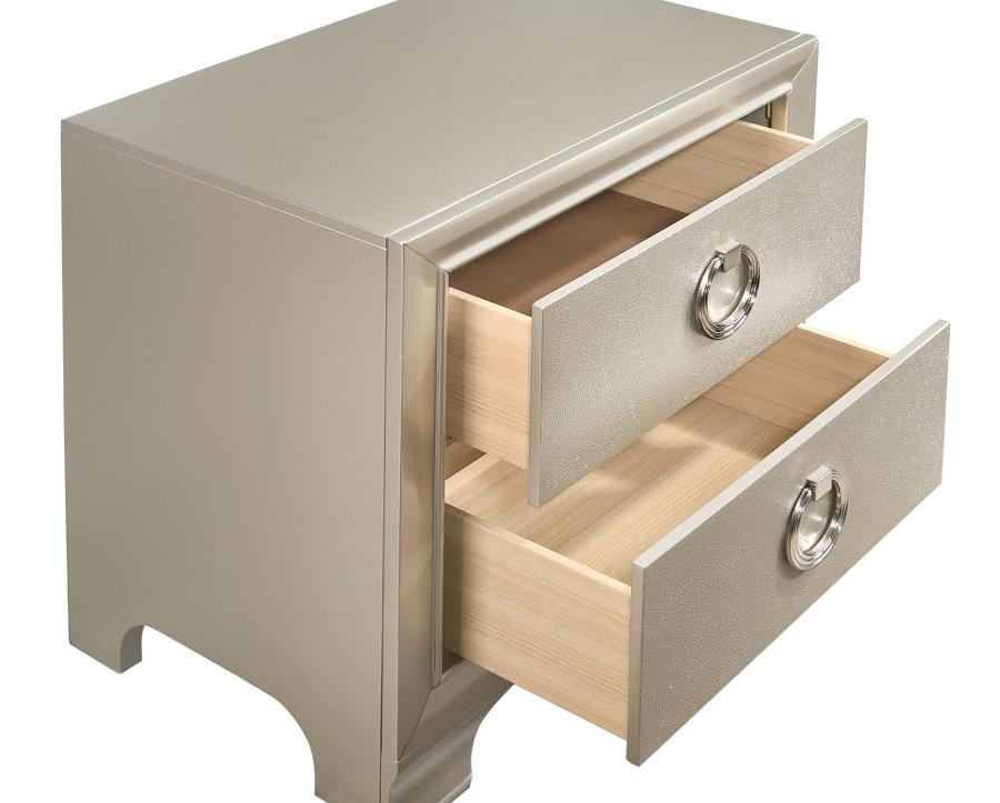 (image for) Salford 2-drawer Nightstand Metallic Sterling