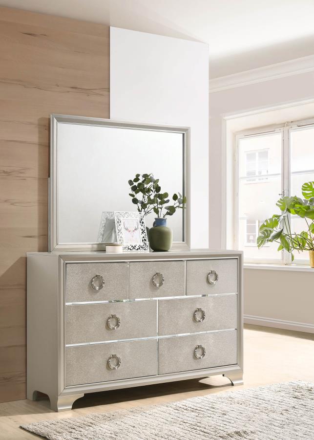 (image for) Salford 7-drawer Dresser with Mirror Metallic Sterling