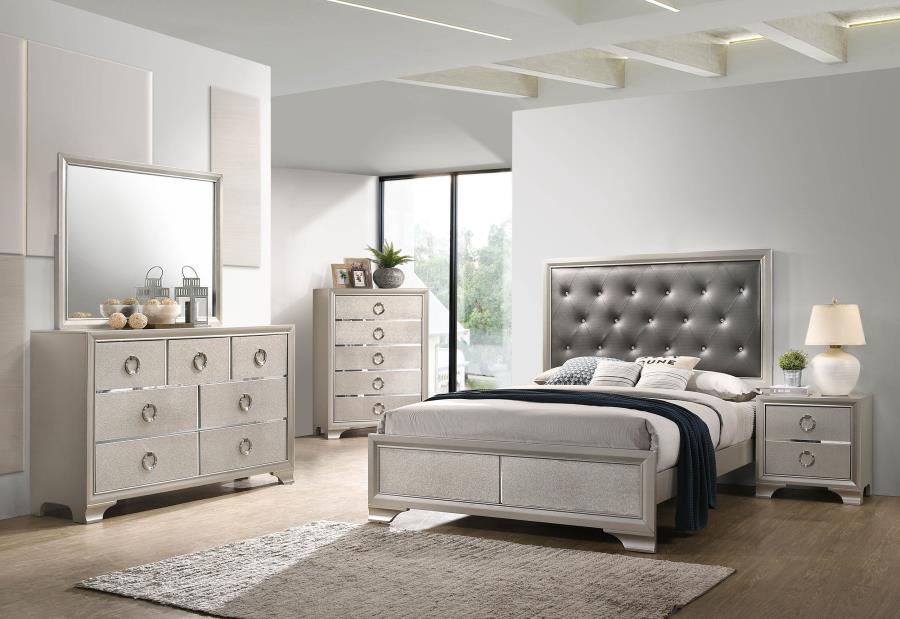 (image for) Salford 7-drawer Dresser with Mirror Metallic Sterling