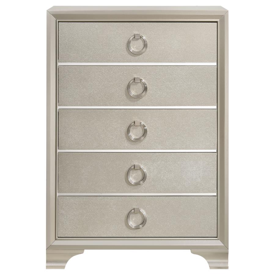 (image for) Salford 5-drawer Bedroom Chest Metallic Sterling