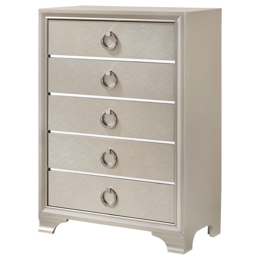 (image for) Salford 5-drawer Bedroom Chest Metallic Sterling