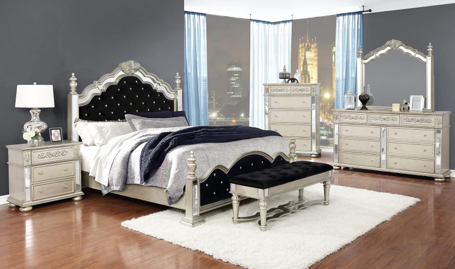 (image for) Heidi 4-piece Queen Bedroom Set Metallic Platinum