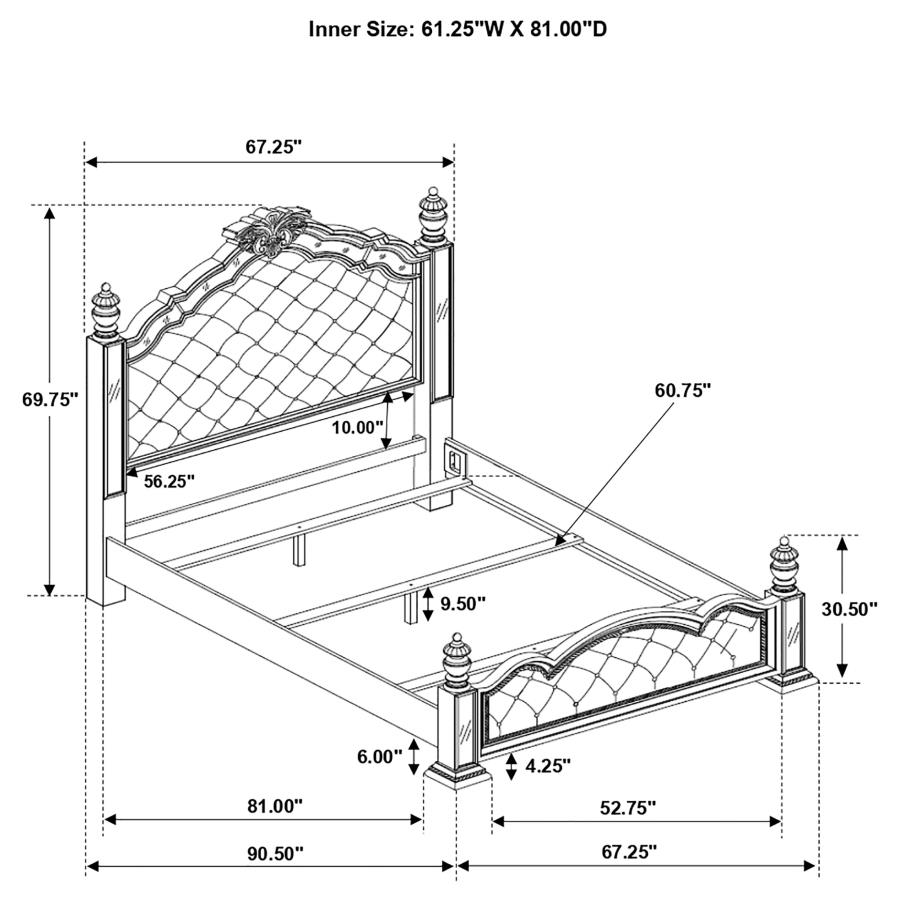 (image for) Heidi Wood Queen Poster Bed Metallic Platinum