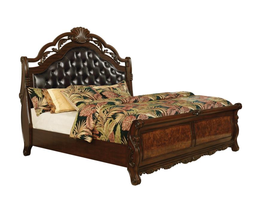 (image for) Exeter Wood California King Sleigh Bed Dark Burl - Click Image to Close