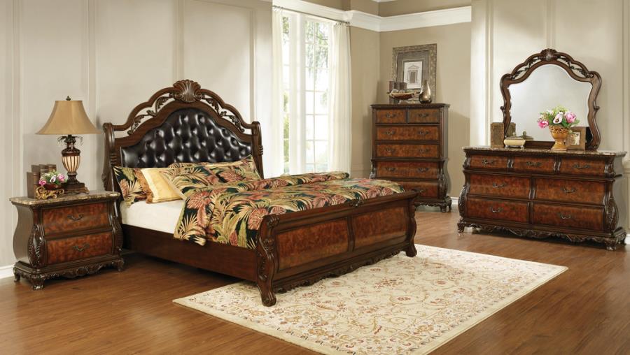 (image for) Exeter Wood California King Sleigh Bed Dark Burl