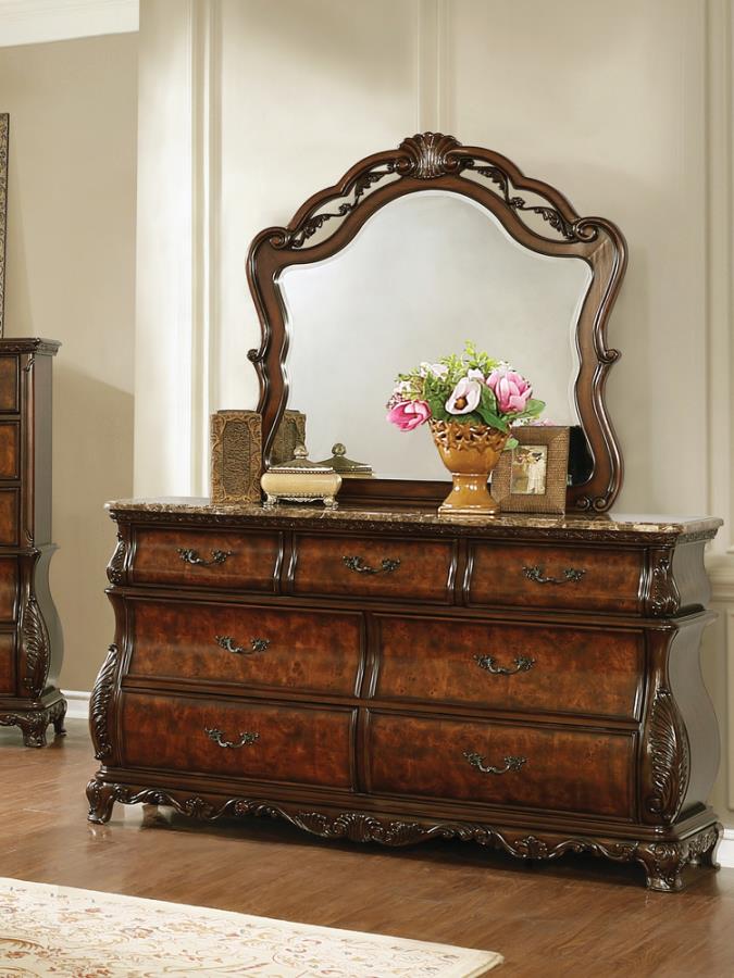 (image for) Exeter Arched Dresser Mirror Dark Burl