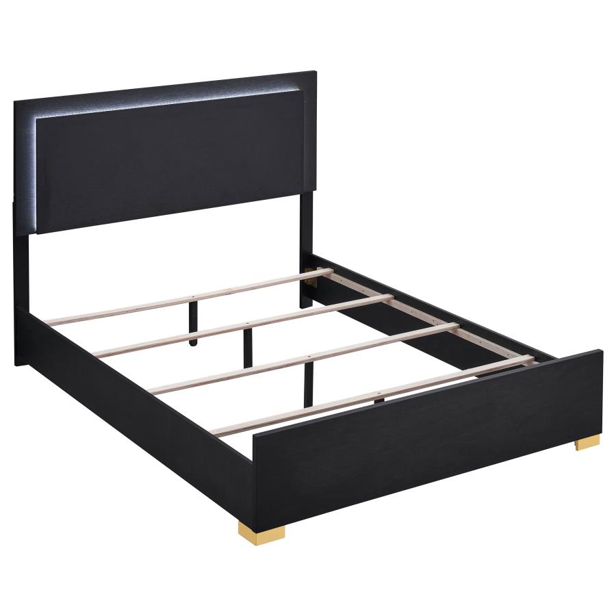 (image for) Marceline Wood Full LED Panel Bed Black