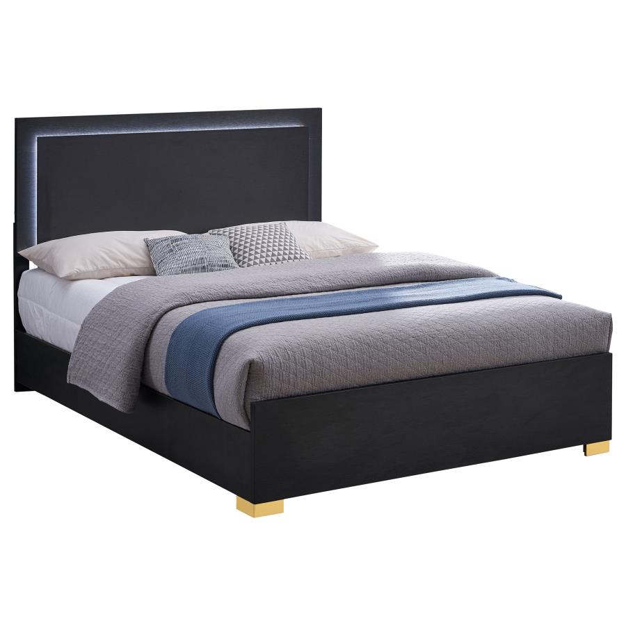 (image for) Marceline Wood Full LED Panel Bed Black