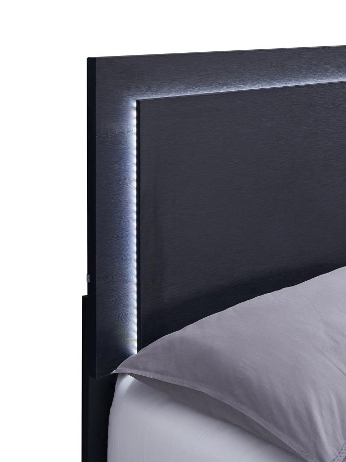 (image for) Marceline Wood Full LED Panel Bed Black