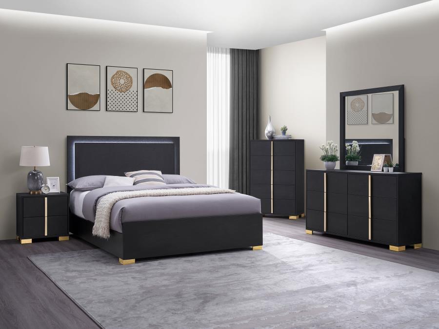 Modal Additional Images for Marceline Wood Queen LED Panel Bed Black