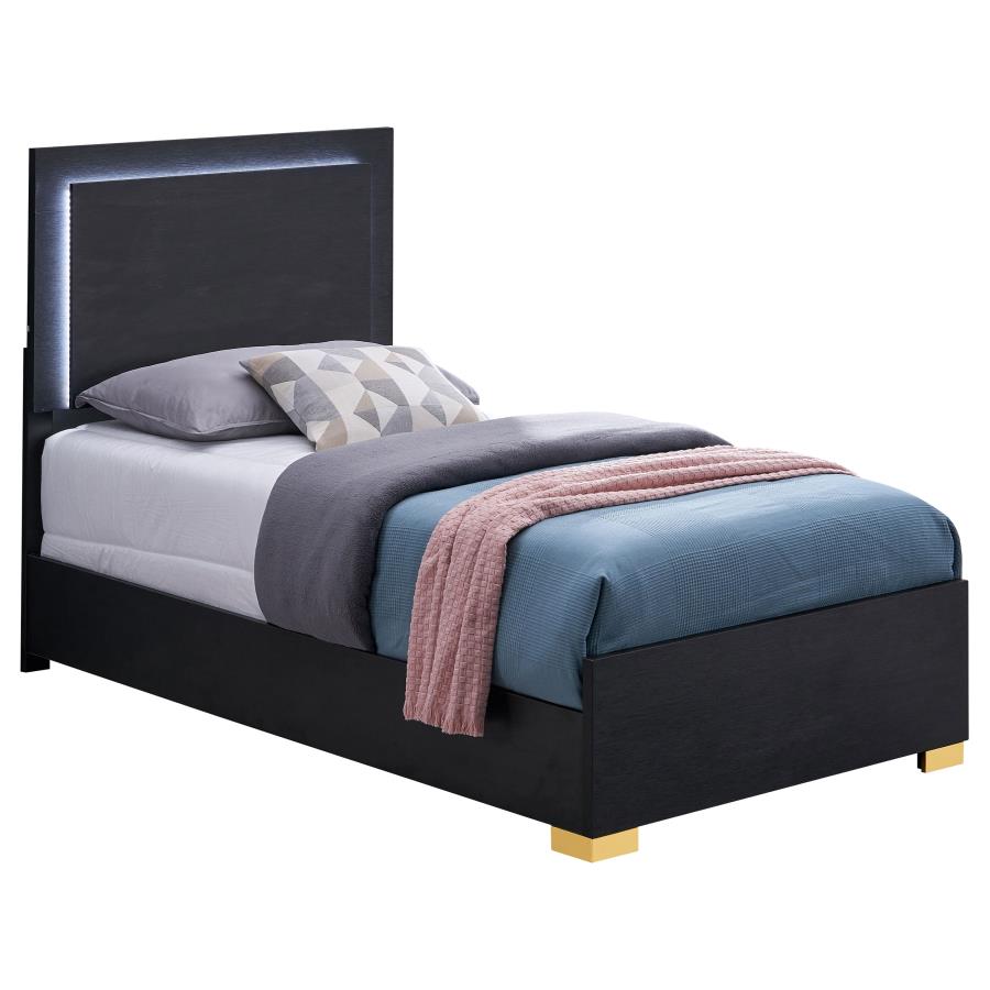 (image for) Marceline Wood Twin LED Panel Bed Black