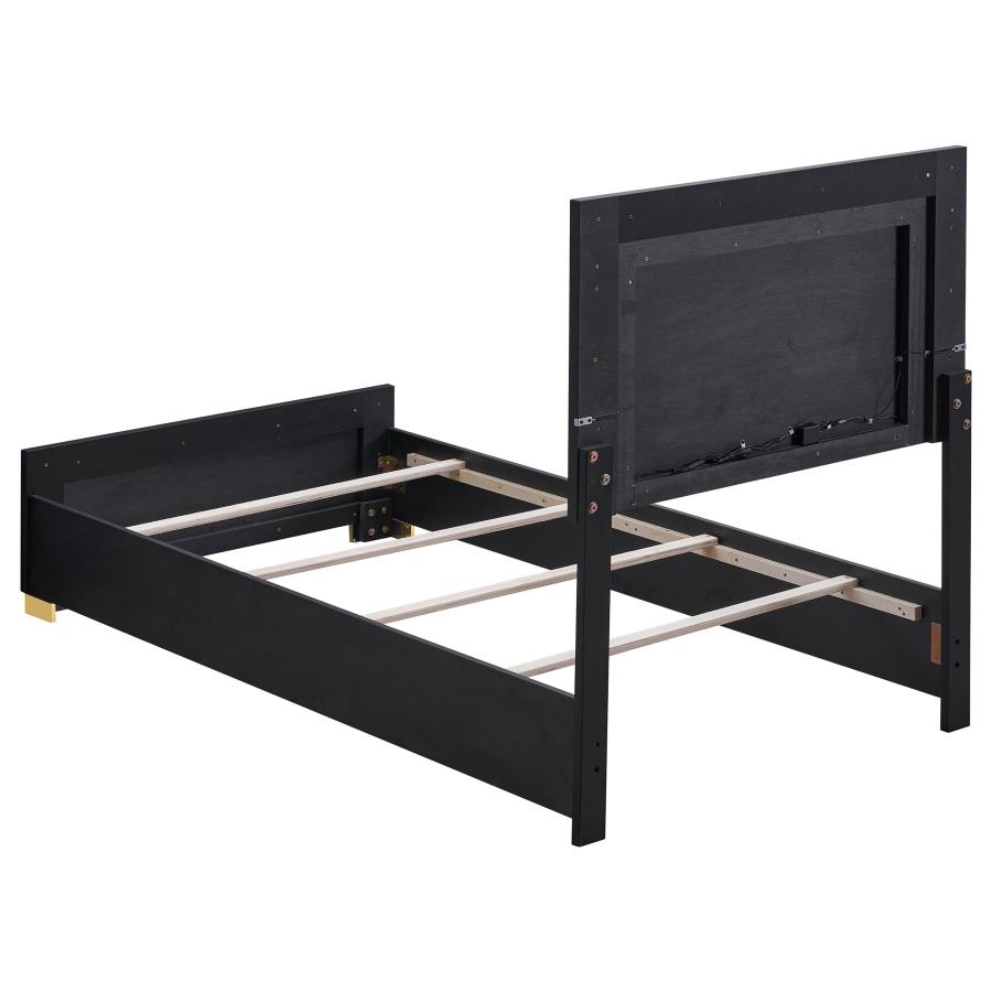 (image for) Marceline Wood Twin LED Panel Bed Black